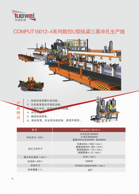 山東拓維機械制造有限公司，汽車大梁沖，汽車小梁沖，鋼模板沖孔，鋼模板加工設備，汽車橫梁沖，數控平板沖孔機，中厚板數控沖床，數控沖鉆復合機，汽車縱梁沖，縱梁自動化生產線，中厚板沖割復合機，平地機刀片沖鉆生產線